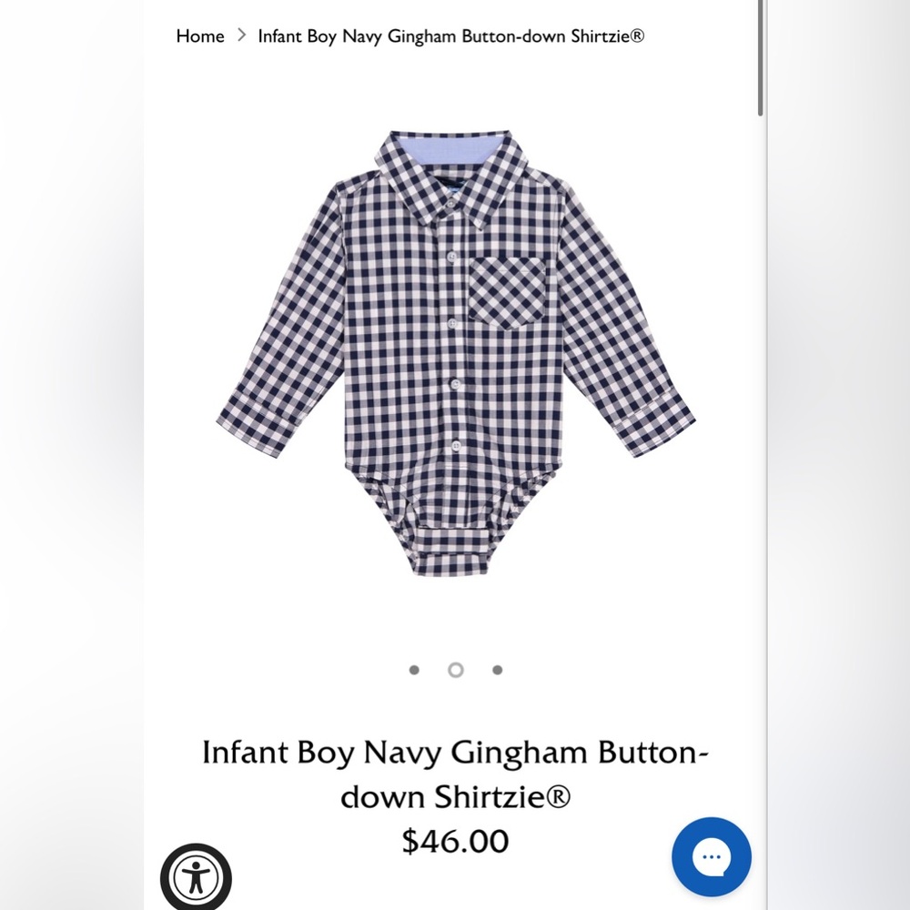 Andy & Evan navy & gingham button down onesie